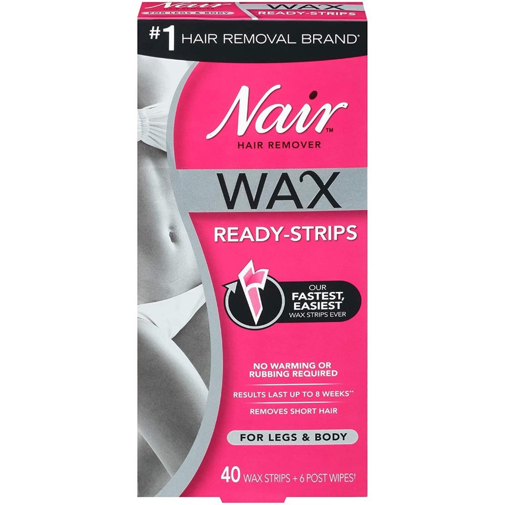 Nair Hair Remover Wax Ready- Strips for Legs & Body, 40 Nair Hair Remover Wax
